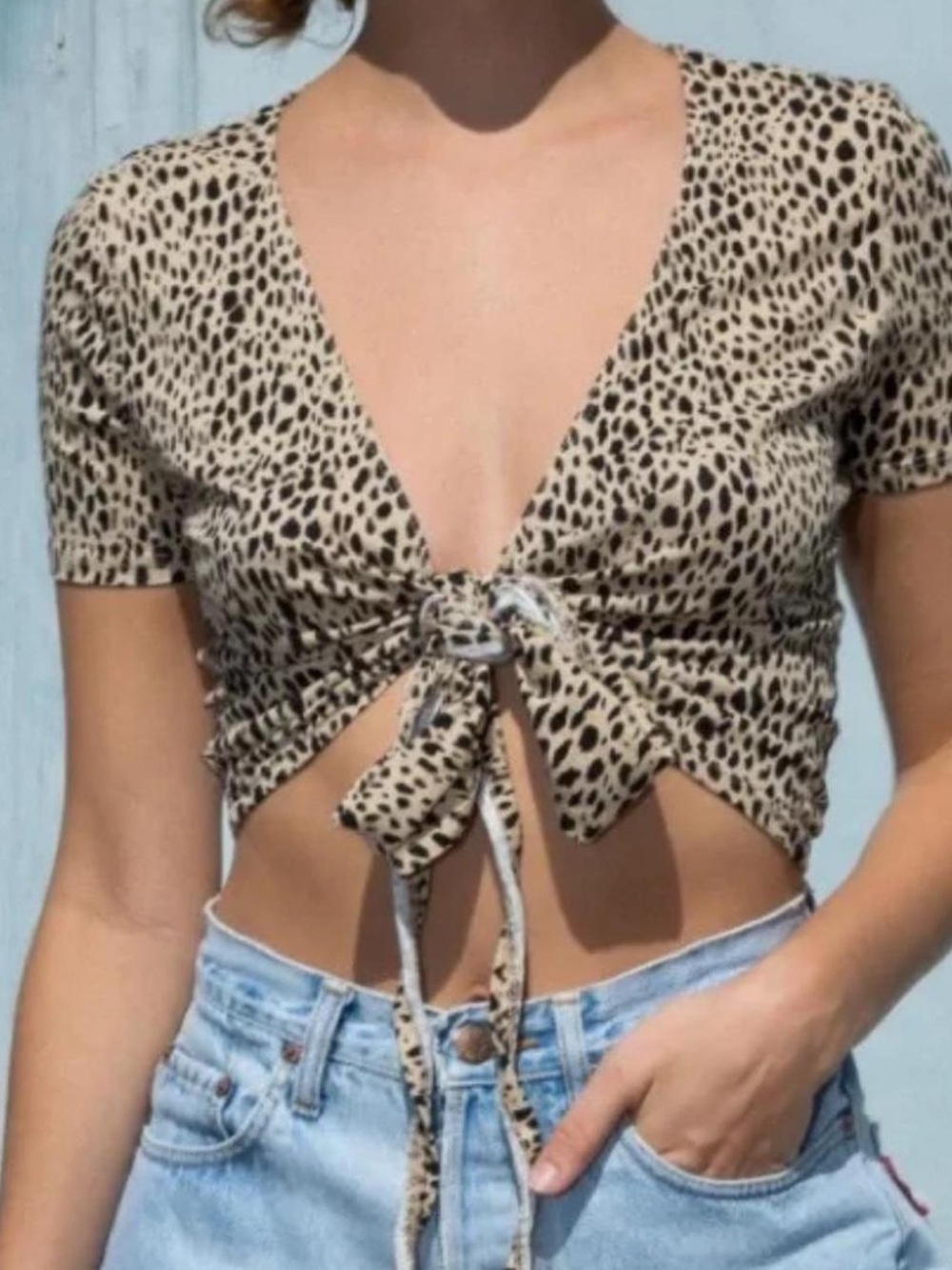 Brandy Melville Cheetah Print Rae Wrap Top One Size
